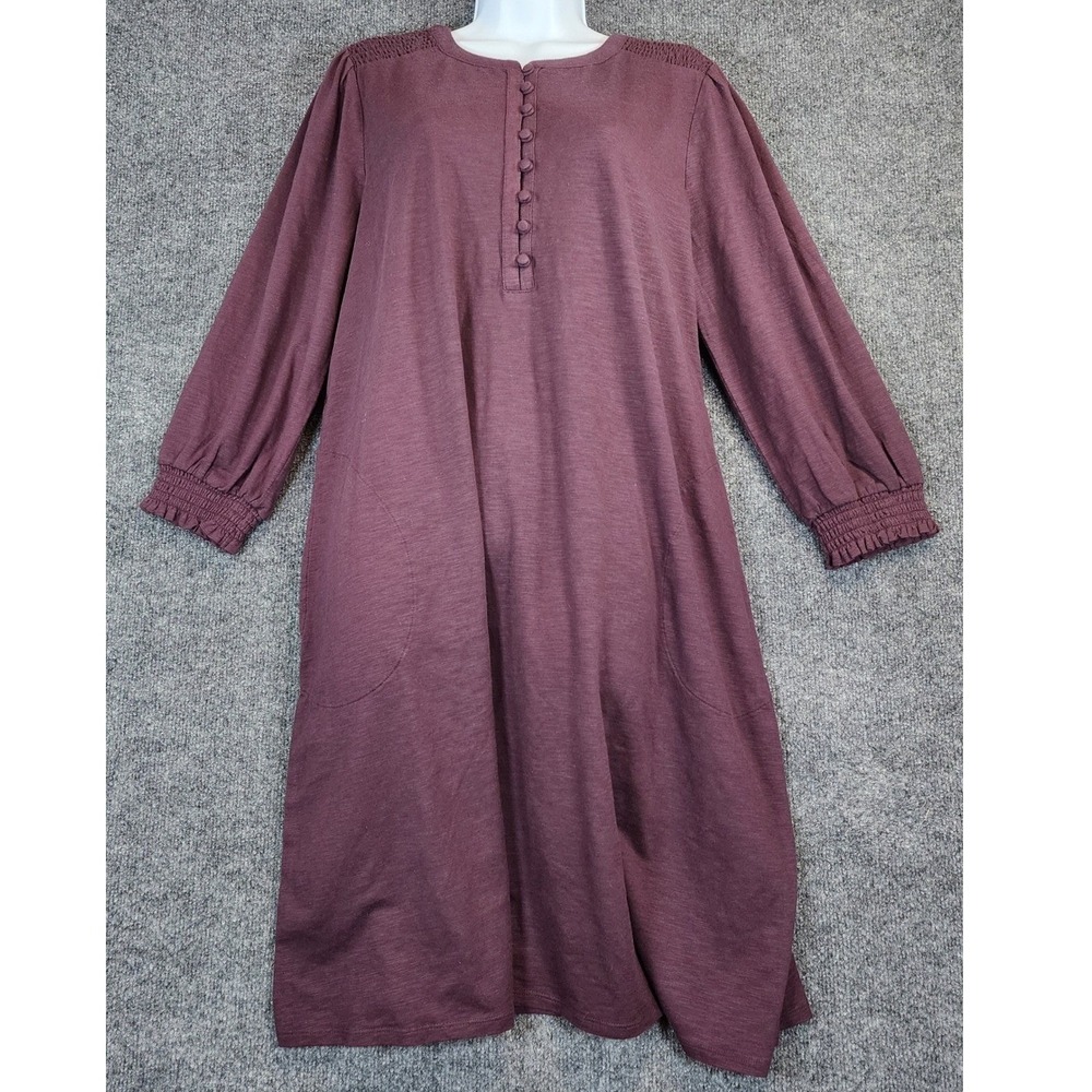 J.Jill Women's Cottagecore Lagenlook Boho Pockets Tencel Midi Dress Size L NWT